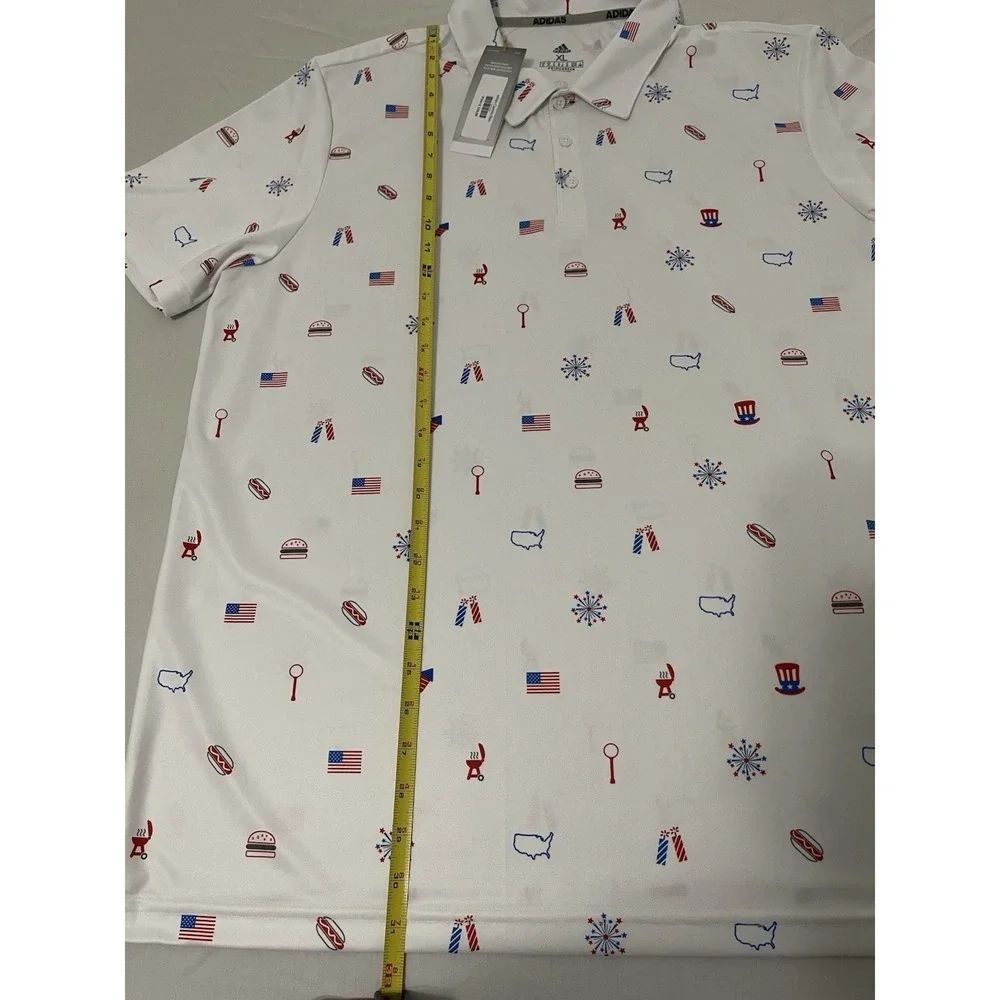 Adidas Prime Green Golf Polo Shirt Size XL White 4th Of July Custom $110 - Picture 6 of 8